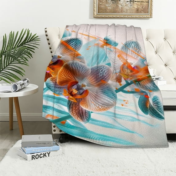 Orinice Flower Holography Warm Lightweight Blanket Soft Fleece Blankets for All Seasons - Decorative Cow Gifts Blanket, Multiple Sizes Available 40x50in