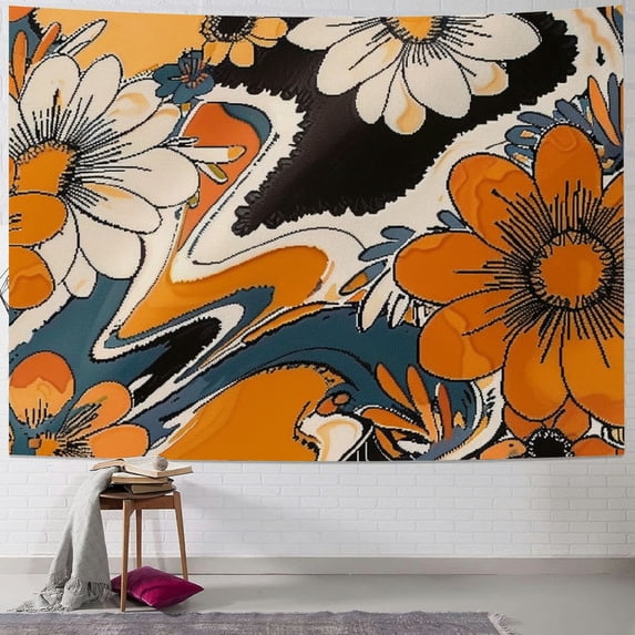 Orinice Flower Pattern Tapestry Wall Hanging Unique Style Graphic Tapestries Home Wall Decor Art Living Room Bedroom Apartment Farmhouse Dorm 60x50inch