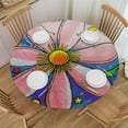 thumbnail image 1 of Orinice Flower Rainbow Psychedelic Round Table Cover Stain Resistant Washable Indoor Outdoor Tablecloth Kitchen Dining Wedding Parties Fitted 100% Polyester Fiber 42-46, 1 of 8