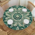 thumbnail image 1 of Orinice Flowers Arabesque Round Table Cover Stain Resistant Washable Perfect for Indoor Outdoor Kitchen Dining Wedding Parties Elastic Edge 100% Polyester Fiber 54-58, 1 of 8