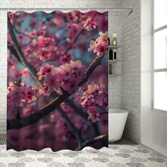 Orinice Flowers Bathroom Decor Set Colorful Luxurious Graphic Print Polyester Fabric Fashion Shower Curtain with Hooks 60x72