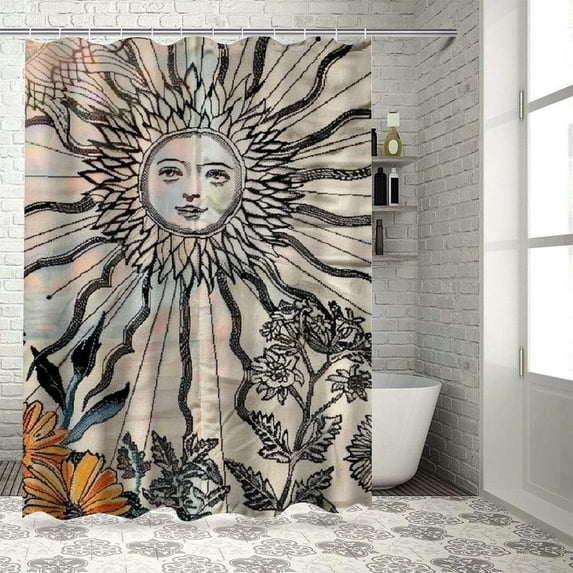 Orinice Flowers Bathroom Decor Set Colorful Luxurious Graphic Print Polyester Fabric Shower Curtain with Hooks 60x72