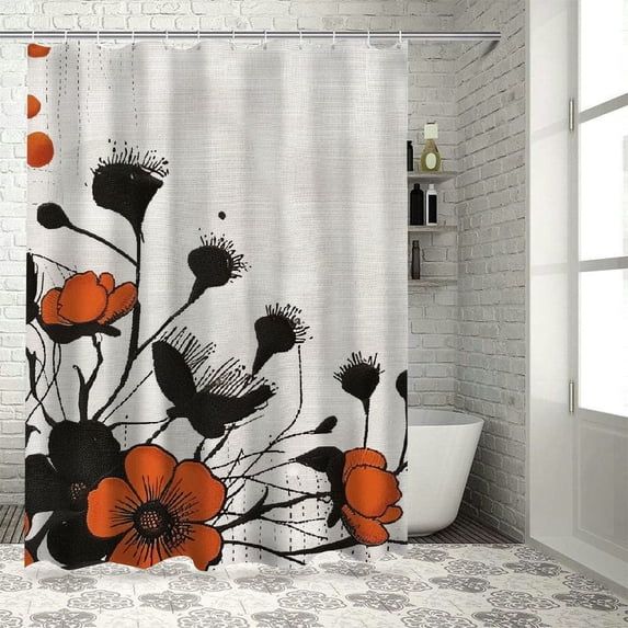 Orinice Flowers Bathroom Decor Set with Hooks, Colorful Luxurious Graphic Print Polyester Fabric Fashion Shower Curtain, 100% Waterproof, Easy to Install, Machine Washable - 100% Polyester Fiber 60x72