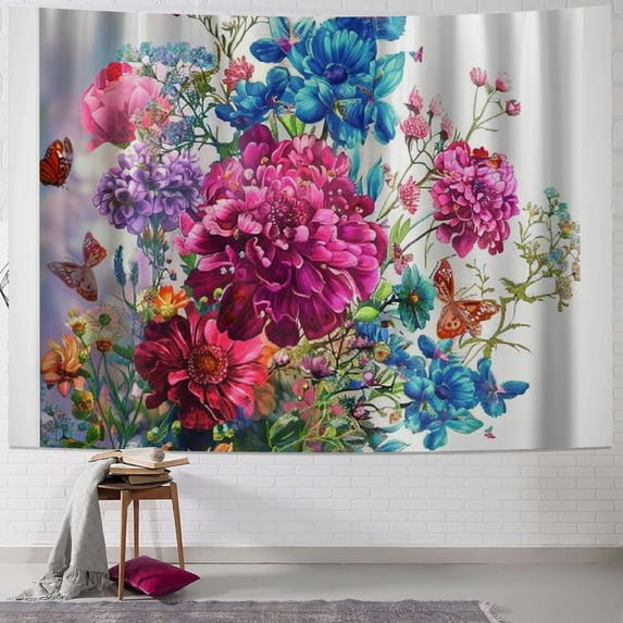 Orinice Flowers Butterfly Tapestry Wall Hanging Unique Style Graphic Tapestries Home Wall Decor Art for Living Room Bedroom Apartment Farmhouse 40x30inch