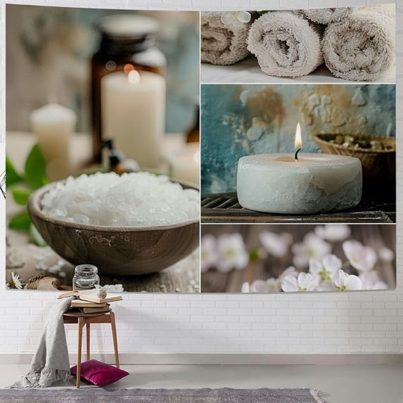 Orinice Flowers Candle Spa Items Tapestry Wall Hanging Unique Style for Home Wall Decor Art in Living Room Bedroom Dorm, Orinice Wall Art Tapestry Decorations for Dorm 40x60inch