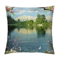 thumbnail image 1 of Orinice Flowers Graphic Decorative Cushion Throw Pillow Cover for Home Couch Living Room Bed Sofa, Durable Cotton Linen Fabric, 1PC 18x18in, 1 of 5