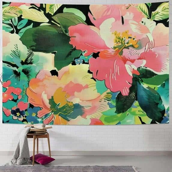 Orinice Flowers Green Leafy Branch Tapestry Wall Hanging Unique Style Graphic Tapestries Home Wall Decor Art for Living Room Bedroom Apartment Farmhouse Dorm 40x30inch