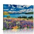 thumbnail image 1 of Orinice Flowers Lake Clouds Fine Art Aesthetic Poster & Print Wall Painting for Classroom Kitchen Office Farmhouse Bathroom Room Decor Pictures Wall Art Painting Ready to Hang Canvas Living Room, 1 of 6