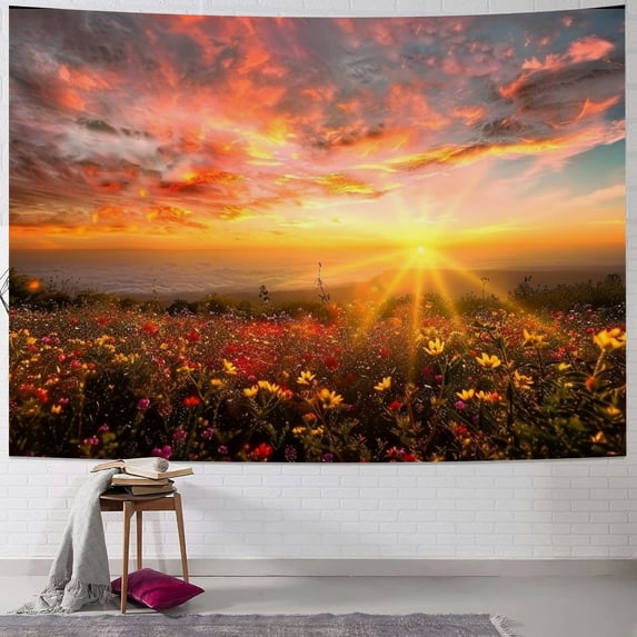 Orinice Flowers Sun Tapestry Wall Hanging Unique Style Graphic Tapestries Home Wall Decor Art for Living Room Bedroom Apartment Farmhouse Dorm 40x30inch