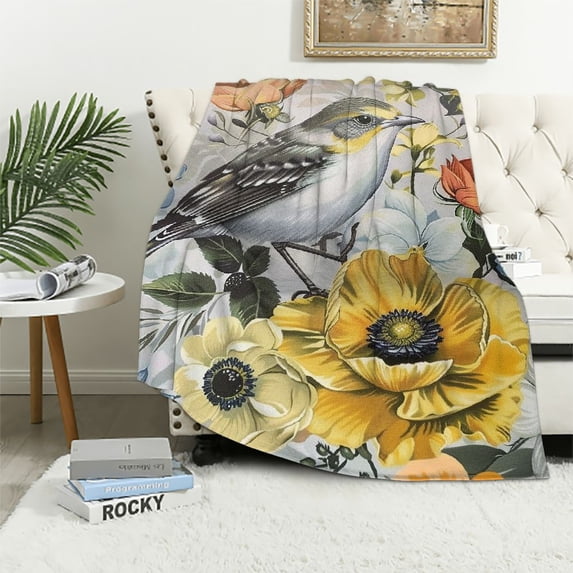Orinice Flowers Warm Lightweight Blanket Soft Fleece Blankets Throw Blanket for All Seasons Living Rooms Sofa Decor Cow Gifts All Sizes 40x50in