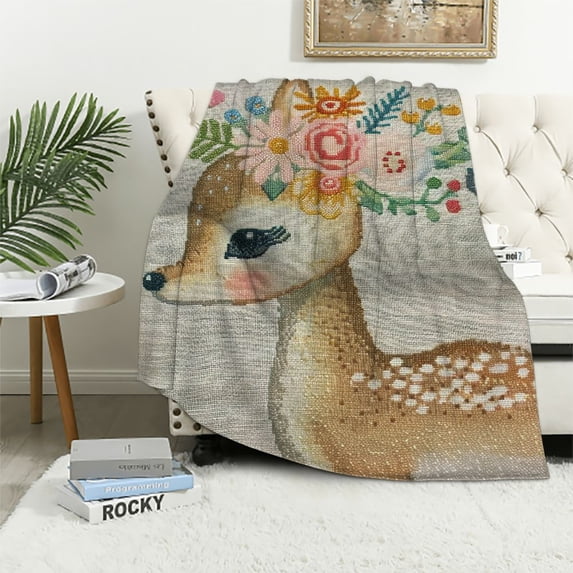 Orinice Flowers Warm Lightweight Blanket Soft Fleece Blankets Throw Blanket for Living Rooms Sofa Decor Cow Gifts All Seasons - Multiple Sizes Available 50x60in