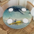 thumbnail image 1 of Orinice Flying Whale Surrealism Round Table Cover Stain Resistant Washable Indoor Outdoor Tablecloth Kitchen Dining Wedding Parties Waterproof Fabric 100% Polyester 38-42, 1 of 8