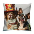 thumbnail image 1 of Orinice  Fourth of July Throw Pillow Cushion Cover, Pet Animal Dog Cat Bird and Hamster with American Hat Celebration Image, Decorative Square Accent Pillow Case, 16" X 16", Red Black White, 1 of 5