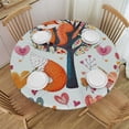thumbnail image 1 of Orinice Foxes Trees Hearts Round Table Cover Stain Resistant Washable Indoor Outdoor Tablecloth Kitchen Dining Wedding Parties Picnic Camping 100% Polyester Fiber 46-50, 1 of 8
