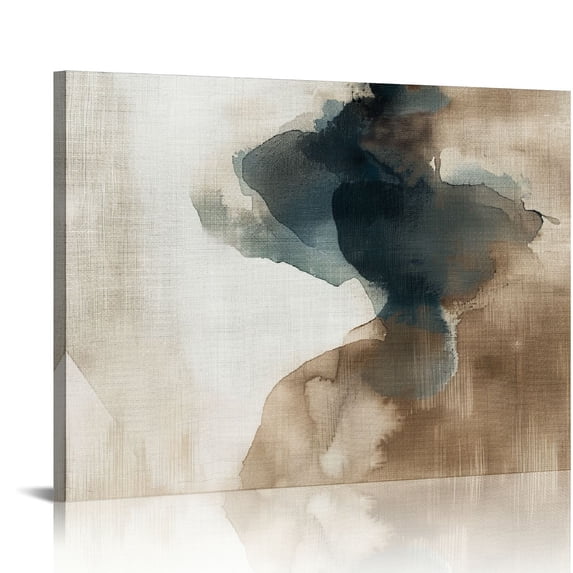 Orinice Framed Canvas Print Wall Art Pastel Grunge Watercolor Gray Abstract Shapes Illustrations Modern Art Minimalism for Living Room, Bedroom, Office 20x16in