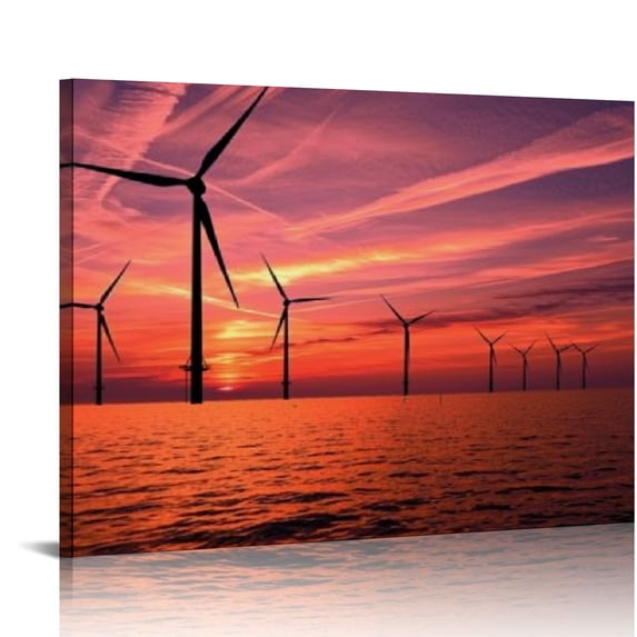 Orinice Framed Canvas Wall Art for Living Room Wall Decoration Artwork Pictures for Bedroom Bathroom Wall Decor Above Bed Sofa Wind turbine farm in beautiful nature landscape Wall Art 16x12in
