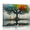 thumbnail image 1 of Orinice Framed Tree of Life Canvas Wall Art Colorful Abstract Graffiti Tree Art Print Plant Picture Botanical Painting Poster Home Wall Decor for Living Room Bedroom Bathroom Office  20x16in, 1 of 6