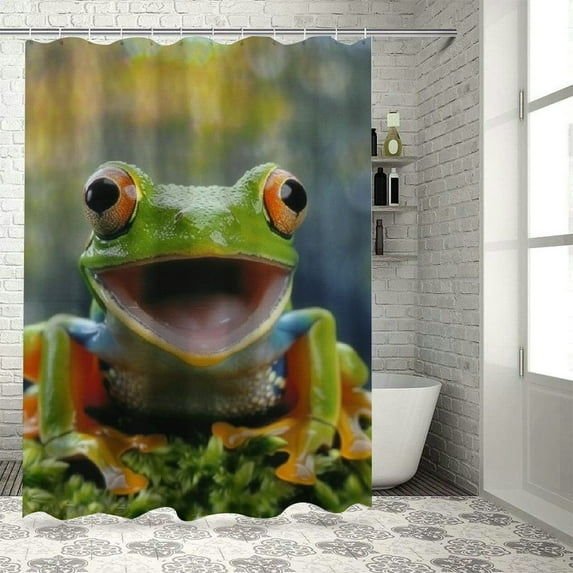 Orinice Frog Bathroom Decor Set Colorful Luxurious Graphic Print Polyester Fabric Fashion Shower Curtain with Hooks 69x72