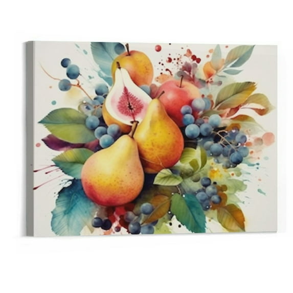 Orinice Fruit Canvas Wall Art, Kitchen Dining Room Wall Decor , Colorful Tropical Grape Print Pictures Artwork 20x16inch Rustic Watercolor Food Posters Art for Restaurant Home Decoration