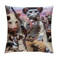 thumbnail image 1 of Orinice Funny Cat Pillow Cover Cowboy Cat and His Dog Decorative Pillow Covers Square Pillowcase Cushion Covers White, 1 of 5