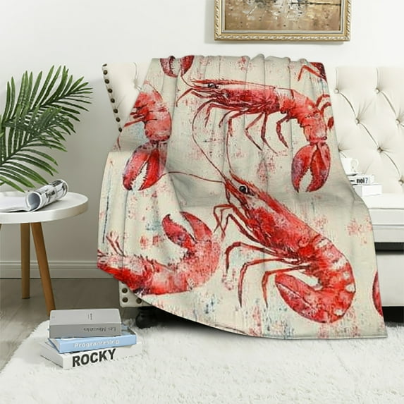 Orinice Funny Shrimp Throw Blanket - Plush, Soft, Comfy, Lightweight, Warm, Fuzzy, Cozy and Charming Blanket Perfect for Couch, Travel, Bed, Office, Outdoor 50x60in