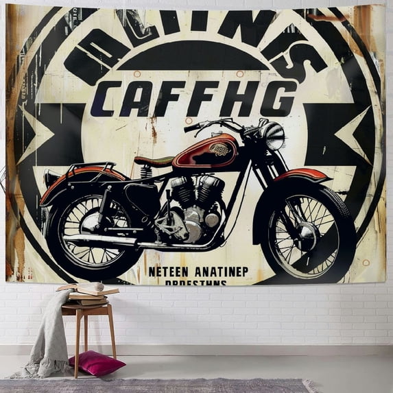 Orinice Garage Sign Motorcycle Inspection Tapestry Wall Hanging Unique Style Graphic Tapestries Home Wall Decor Art Living Room Bedroom Apartment Farmhouse Dorm 60x50inch
