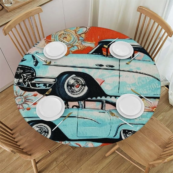 Orinice Gears Clock Round Table Cover Stain Resistant Washable Indoor Outdoor Tablecloth Kitchen Dining Wedding Parties Waterproof 100% Polyester Fiber 46-50