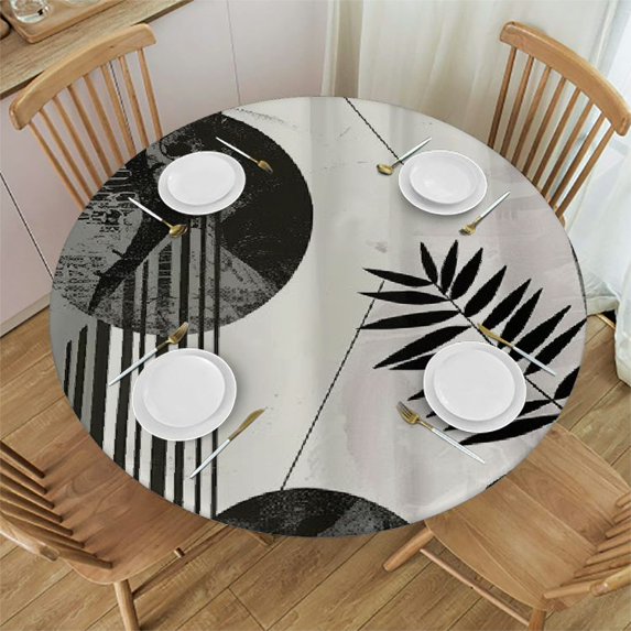 Orinice Geometric Abstract Art Round Table Cover Stain Resistant Washable Indoor Outdoor Tablecloth Kitchen Dining Wedding Parties Waterproof 100% Polyester Fiber 46-50