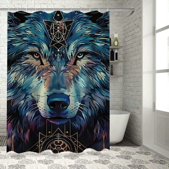 Orinice Geometric Pattern Bathroom Decor Set - Colorful Luxurious Graphic Print Polyester Fabric Shower Curtain Set with Hooks - 100% Polyester - Chic Modern Design 69x72