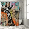 thumbnail image 1 of Orinice Giraffe Butterflies Graffiti Art Bathroom Decor Set, Colorful Luxurious Graphic Print Polyester Fabric Shower Curtain with Hooks, Chic Modern Home Bathtubs Decoration 69x72, 1 of 7