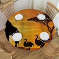 thumbnail image 1 of Orinice Giraffe Ostrich Sunset Round Table Cover Stain Resistant Washable Indoor Outdoor Tablecloth Kitchen Dining Wedding Parties 100% Polyester Fiber 42-46, 1 of 8