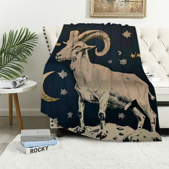 Orinice Goat Banner Surrealism Warm Lightweight Blanket Soft Fleece Blankets All Seasons Decor Gifts 50x60in