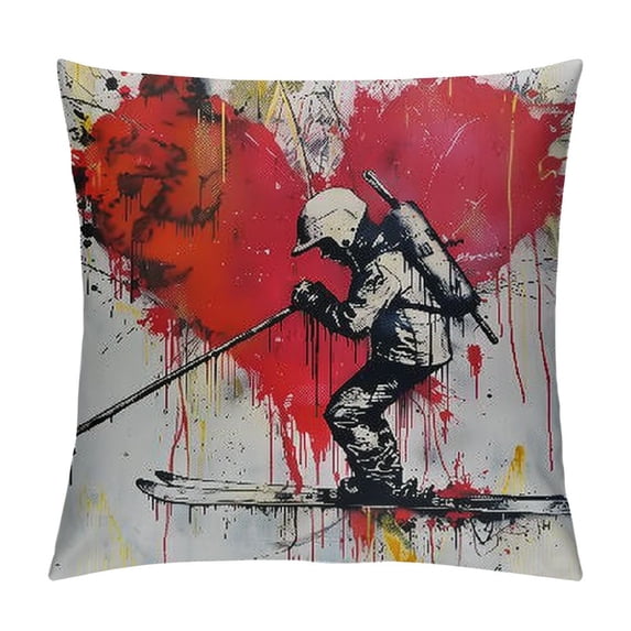 Orinice Graffiti Art Graphic Decorative Cushion Throw Pillow Cover for Home Couch Square 24x24in
