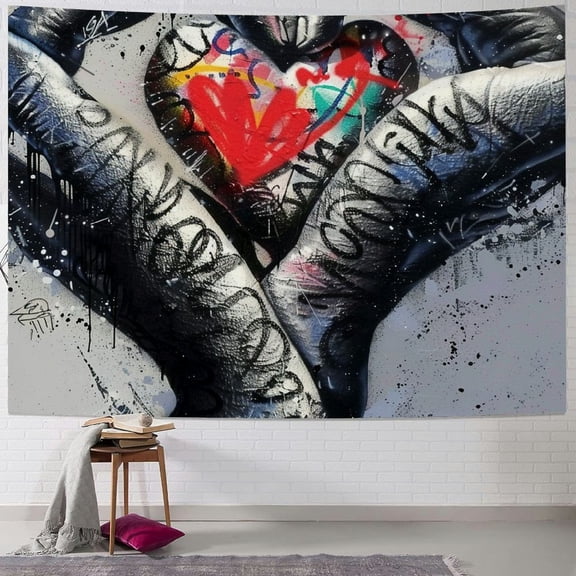 Orinice Graffiti Art Tapestry Wall Hanging Unique Style Graphic Tapestries Home Wall Decor for Living Room Bedroom Apartment Farmhouse Dorm 50x40inch