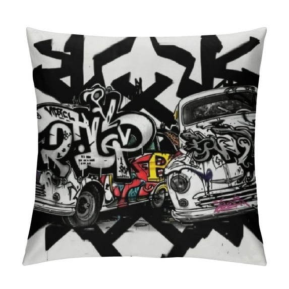 Orinice Graffiti Graphic Decorative Throw Pillow Cover for Home Couch Living Room Bed Sofa - Printed on Both Sides - 1PC 22x22in