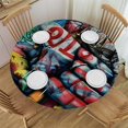 thumbnail image 1 of Orinice Graffiti Paint Hands Round Table Cover Stain Resistant Washable Indoor Outdoor Tablecloth Kitchen Dining Wedding Parties 100% Polyester Fiber 31-35, 1 of 8