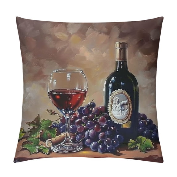 Orinice Grapes Wine Graphic Decorative Cushion Throw Pillow Cover for Home Living Room Sofa Bedroom Car Couch, Short Plush 1PC 24x24in