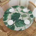 thumbnail image 1 of Orinice Green Leaf Pattern Round Table Cover Stain Resistant Washable for Indoor Outdoor Kitchen Dining Wedding Parties with Elastic Edge 100% Polyester Fiber 46-50, 1 of 8