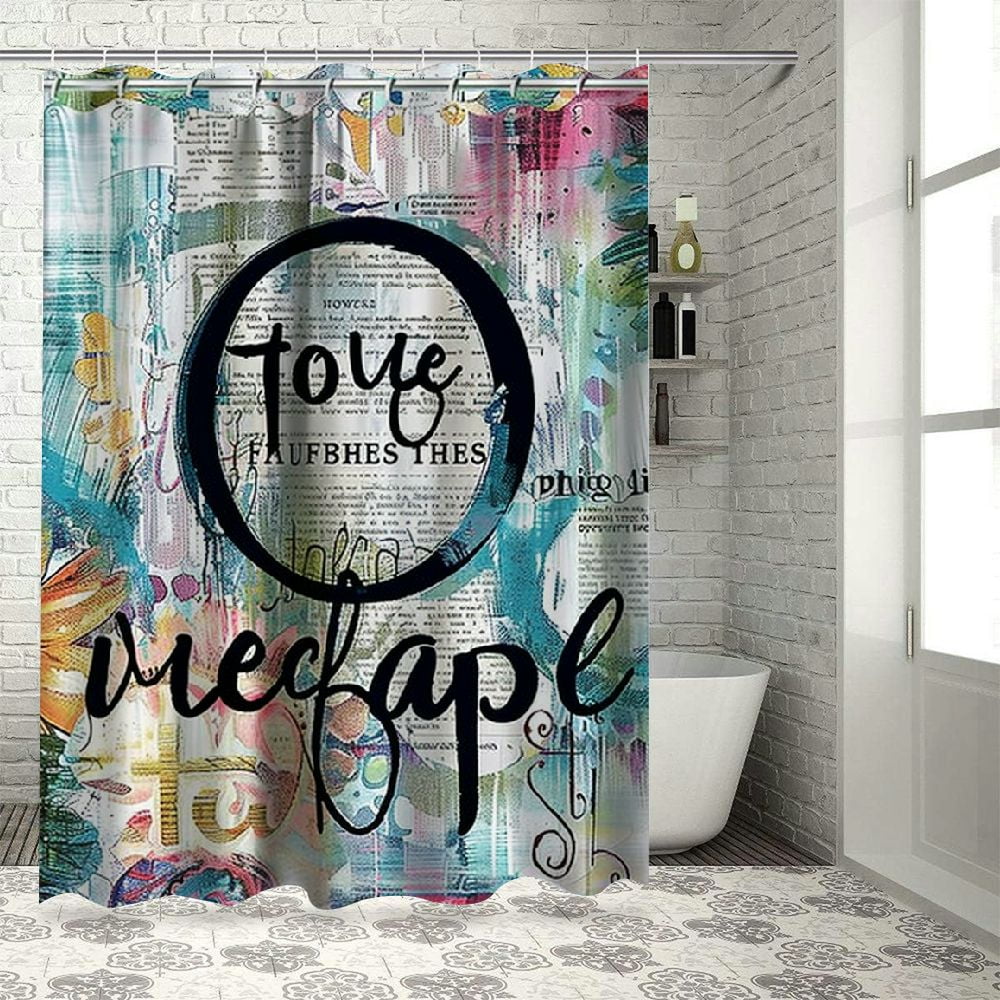 Orinice Green Sea Turtle Seahorse Shower Curtain Inspirational Quote