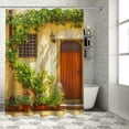 thumbnail image 1 of Orinice Green leaf shower curtain garden landscape natural plant landscape stone brick wall country marble stone wall bathtub curtain bathroom accessories fabric with hooks&nbsp; 60x72, 1 of 7