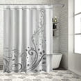 thumbnail image 1 of Orinice  Grey Shower Curtain, Ornament Border with Swirls Dots in Rococo Style Renaissance Details, Cloth Fabric Bathroom Decor Set with Hooks,  White, 1 of 7
