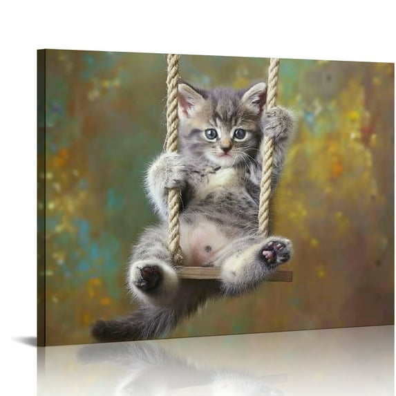 Orinice Hang In There Cat - Funny Motivational Cat Canvas Wall Art Gifts Bedroom Painting Home Decor Hanging Pictures UnFramed,20''X16'' 16x12in