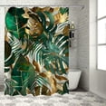 thumbnail image 1 of Orinice Hawaii Tropical Leaves Shower Curtain, Green Plants Monstera Leaves Gold Botanical Jungle Bathroom Decor Shower Curtain Sets, Waterproof Polyester Fabric with 12 Plastic Hooks,  36x72, 1 of 7