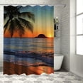 thumbnail image 1 of Orinice  Hawaiian Shower Curtain, Pacific Sunrise at Lanikai Beach Hawaii Wavy Ocean Surface Colorful Sky Scene, Cloth Fabric Bathroom Decor Set with Hooks,  60x72, 1 of 7
