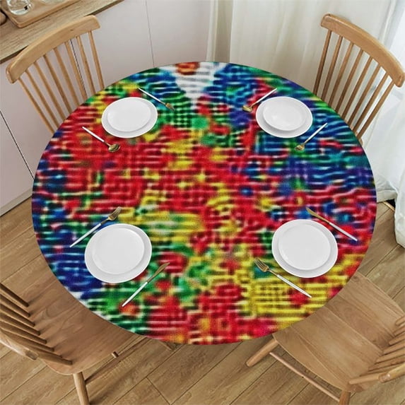 Orinice Heart Shapes Round Table Cover Stain Resistant Washable Indoor Outdoor Tablecloth Kitchen Dining Wedding Parties 100% Polyester Fiber 54-58