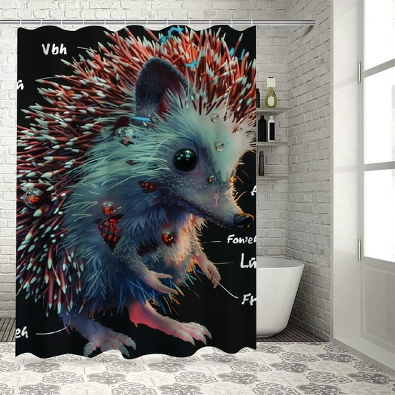 Orinice Hedgehog Bathroom Decor Set, Colorful Luxurious Graphic Print Polyester Fabric Fashion Shower Curtain with Hooks, Waterproof Bathroom Decor, Chic Modern Design 60x72