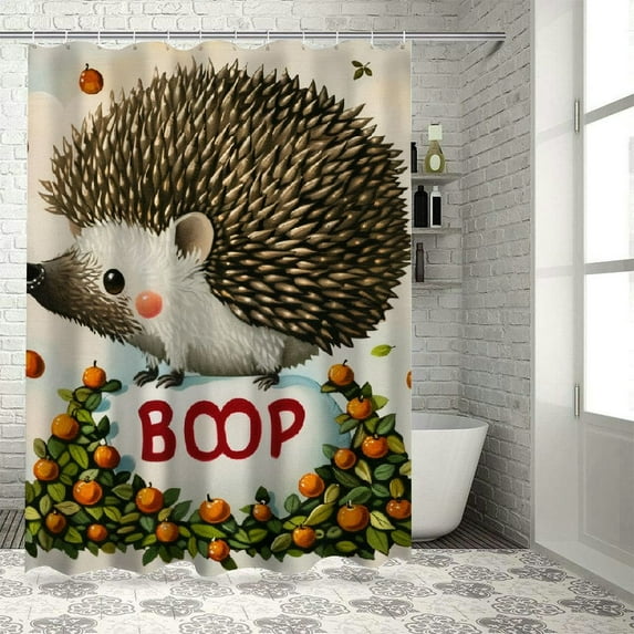Orinice Hedgehog Bathroom Decor Set Colorful Luxurious Graphic Print Polyester Fabric Fashion Shower Curtain with Hooks 36x72