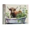 thumbnail image 1 of Orinice Highland Cow Bathroom Wall Art Longhorn Cow Bathtub Wall Decor Farmhouse Botanical Animals Bathroom Pictures Canvas Painting Print Modern Artwork Framed for Bathroom Restroom 20x16in, 1 of 3