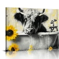 thumbnail image 1 of Orinice  Highland Cow Wall Art in Bathtub Canvas  Long Hair Cow Picture Bubble Funny Cattle Pictures Poster Painting Artwork Farmhouse Photo for Wall 16x12in, 1 of 6