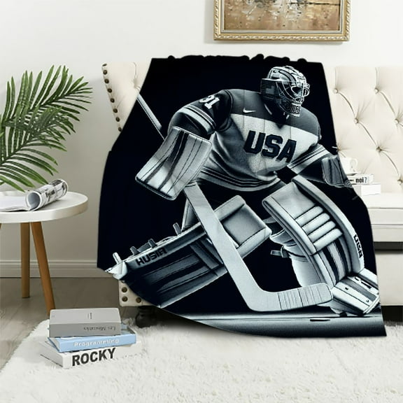 Orinice Hockey Goalie Warm Lightweight Blanket Soft Fleece Blankets for All Seasons - Decorative Cow Gifts Blanket in Multiple Sizes 50x60in